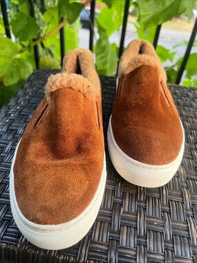 M.Gemi Cerchio Shearling  Slip-On Suede Warm-Lined Casual Shoes - Brown